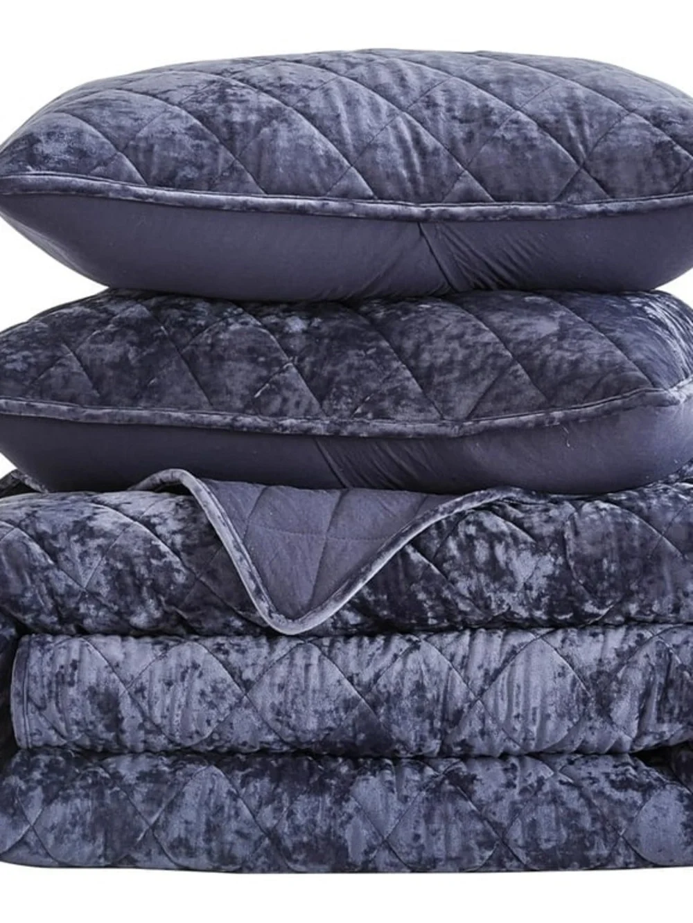 Plush Quilted cal king Velvet 3 piece quilt Set purple